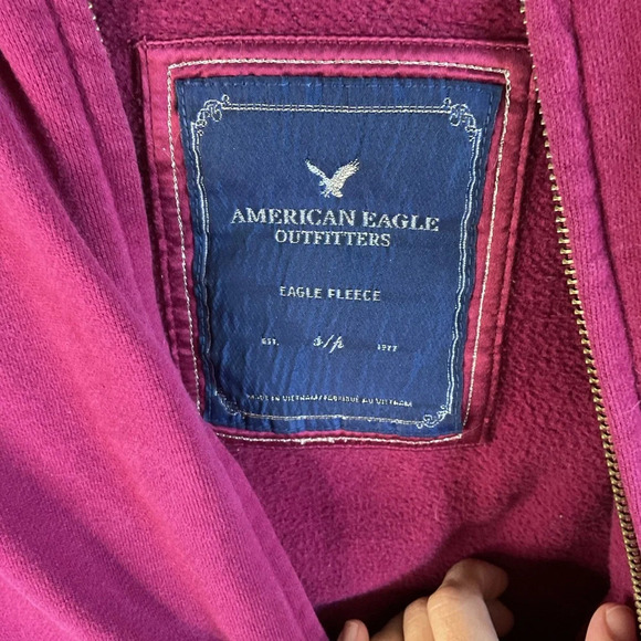 American Eagle Womens Small Zip Up Hooded Graphic Jacket Y2K Casual - Picture 6 of 7